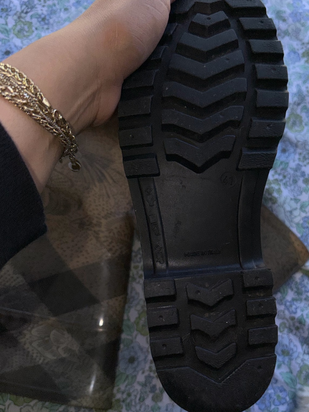 Burberry Women's Floral Nova Check Tall Rain Boots - Picture 2 of 2